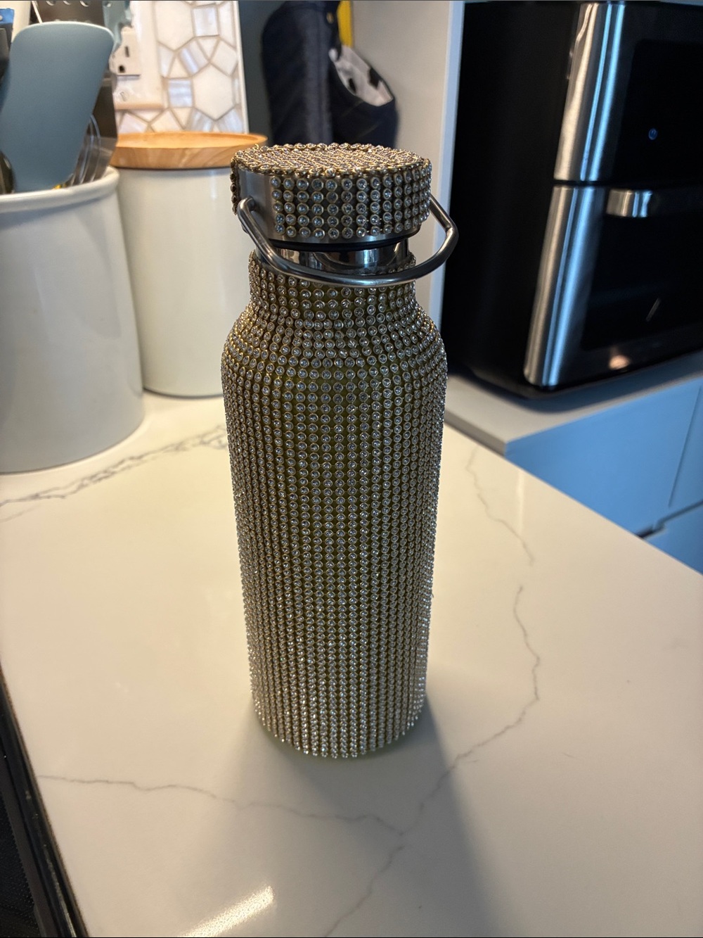 CATS Jellicle Ball Embellished Gold Crystal Water Bottle with Black Lettering - Picture 3 of 3